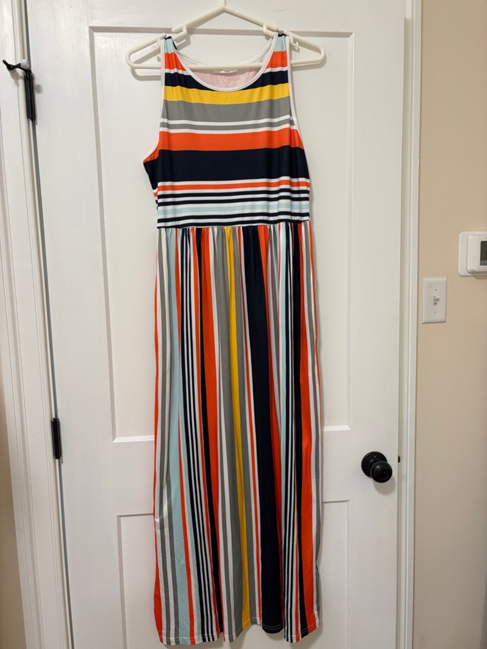 Colorblock Striped Sleeveless Maxi Dress